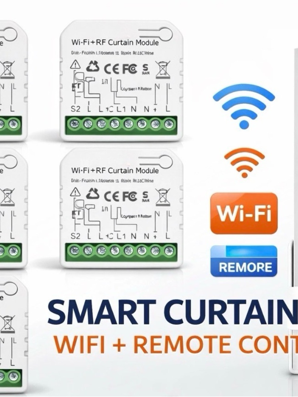 5x Tuya Smart Curtain Switch WiFi RF 433 Roller Blind Motor + Remote